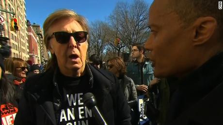 Paul McCartney references John Lennon at march
