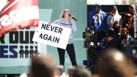 Miley Cyrus performs "The Climb" during the March for Our Lives rally on March 24, 2018 in Washington.