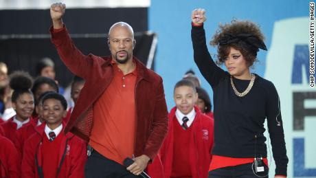 Common and Andra Day perform "Stand Up For Something" with members of the Cardinal Shehan School Choir during the March for Our Lives rally.