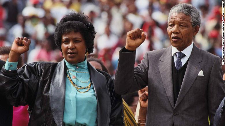 Winnie and Nelson Mandela in Soweto, South Africa in February 1990.