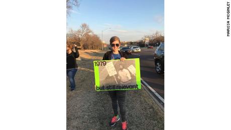 Marissa McGinley, a fourth-grade teacher at Coronado Heights Elementary, is on a walkout.