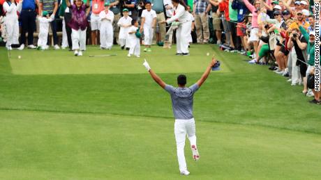 Tony Finau dislocates ankle in Masters hole-in-one celebration