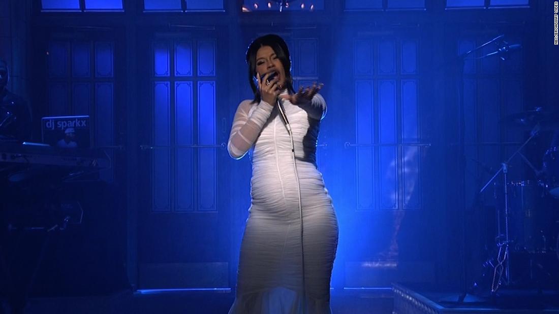 Cardi B Reveals Apparent Baby Bump On 'SNL' - CNN Video