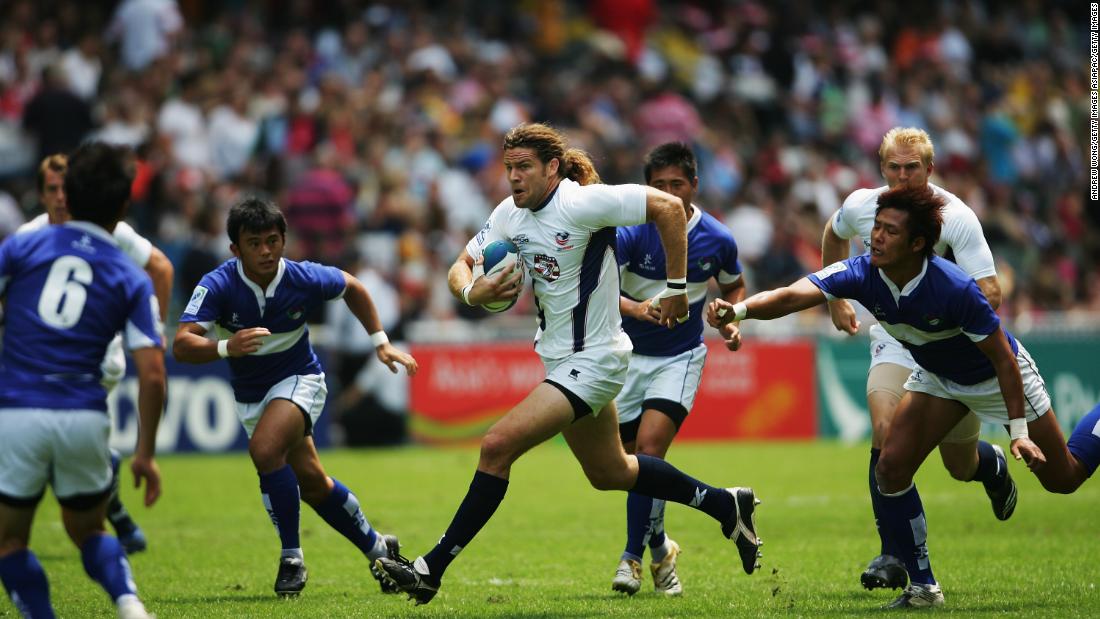 He also made 24 appearances in the World Rugby Sevens Series, and is pictured here against Chinese Taipei in Hong Kong.