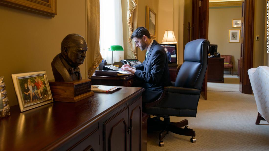 Ryan sits in his office on Capitol Hill in 2015.