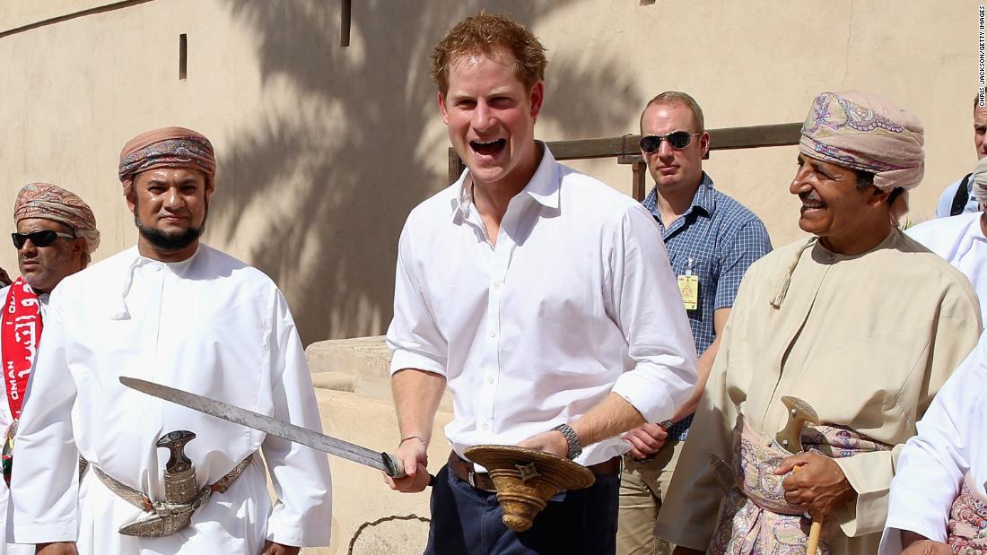 Harry was visiting Oman in 2014 when Jackson took this picture. &quot;The chap was showing him a sword dance and offered him a sword and shield,&quot; he says. &quot;He&#39;s got a real sense of humor and he&#39;s not just going to stand there. It makes a great picture and makes my job a lot easier.&quot; Muscat, Oman, November 2014.