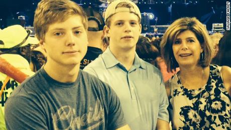 Jack and Nick Savage pictured with their mom, Becky.