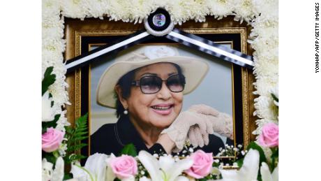 A portrait of South Korean actress Choi Eun-hee on a mourning altar at a hospital in Seoul.