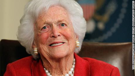 HOUSTON, TX - MARCH 29:  Barbara Bush talks with Republican presidential candidate, former Massachusetts Gov. Mitt Romney at Former President George H. W. Bush&#39;s office on March 29, 2012 in Houston, Texas. Mitt Romney received an endorsement from Former President George H.W. Bush and Barbara Bush during the meeting.  (Photo by Tom Pennington/Getty Images)