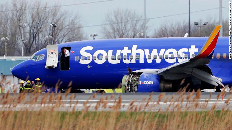 The Southwest jet suffered serious damage to the engine under its left wing. 