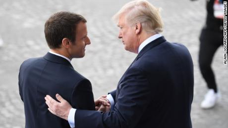 Trump blasts Iran deal as 'insane' and 'ridiculous' as Macron looks on