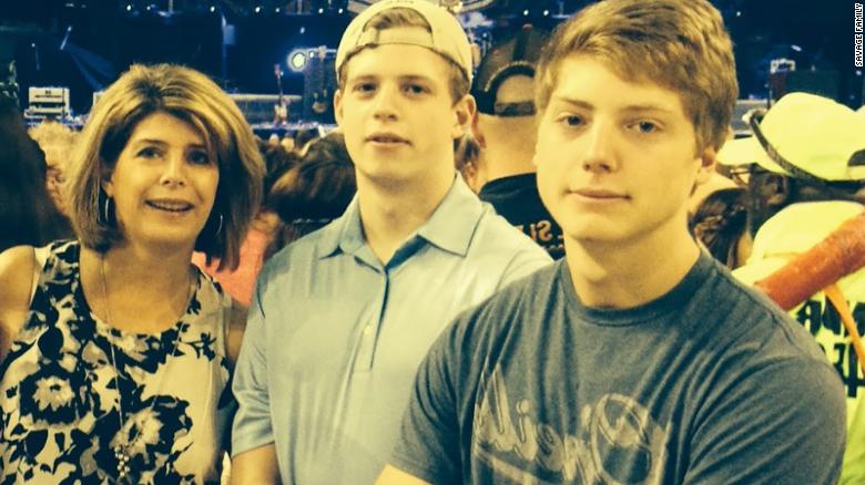 Jack and Nick Savage pictured with their mom, Becky.