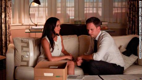 Meghan Markle as Rachel Zane, Patrick J. Adams as Michael Ross on USA Network's "Suits"