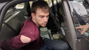 "Travis Reinking apprehended moments ago in a wooded area near Old Hickory Blvd & Hobson Pk," Metro Nashville police department 