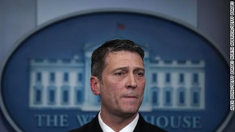 Ronny Jackson pauses during the daily White House press briefing at the White House on January 16, 2018.