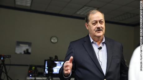 MORGANTOWN, WV - MARCH 01:  Republican candidate for U.S. Senate Don Blankenship speaks at a town hall meeting at West Virginia University on March 1, 2018 in Morgantown, West Virginia. Blankenship is the former chief executive of the Massey Energy Company where an explosion in the Upper Big Branch coal mine killed 29 men in 2010.  Blankenship, a controversial candidate in central Appalachia coal country, served a one-year sentence for conspiracy to violate mine safety laws and has continued to blame the government for the accident despite investigators findings.  (Photo by Spencer Platt/Getty Images)