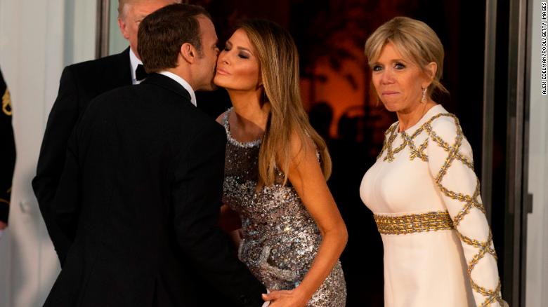 French first lady Brigitte Macron wore Louis Vuitton.