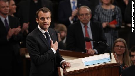 France&#39;s Macron takes aim at Trump agenda in pointed speech to Congress