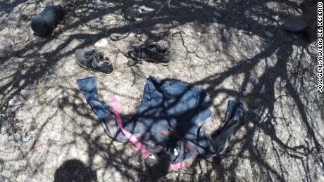 A shirt and sneakers belonging to Dennis Martinez Nuñez, found with his remains in the Sonoran Desert of Arizona in May 2017 by search and rescue group Aguilas del Desierto.