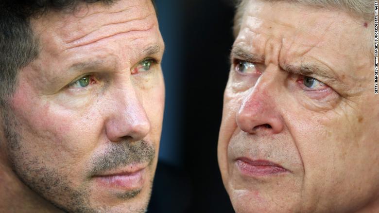 Simeone was sent off, while Wenger&#39;s last European game at the Emirates proved anti-climatic.