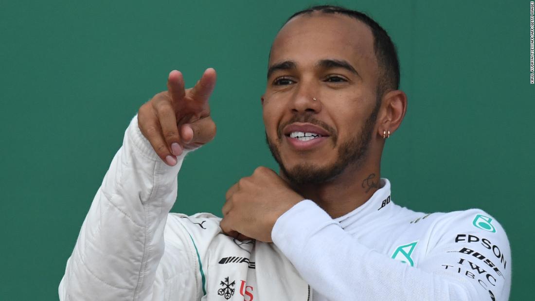 Lewis Hamilton was the chief beneficiary of a late puncture suffered by his Mercedes teammate Valtteri Bottas as he clinched his first win of the season at April&#39;s action-packed Azerbaijan Grand Prix.