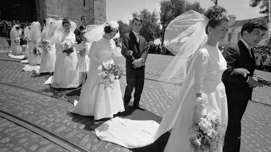 black wedding dress white veil