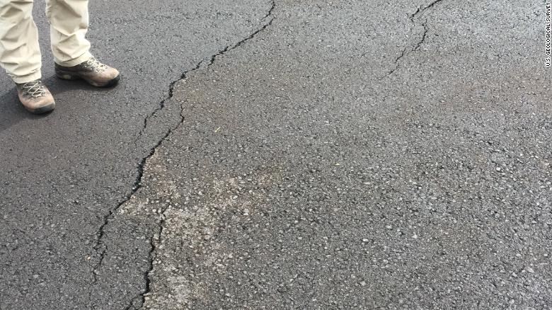 Several sets of new, small ground cracks were observed on roads around Leilani Estates subdivision.