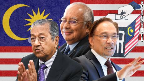 Can Mahathir and Anwar Ibrahim, right,successfully join forces to topple Najib Razak, center?