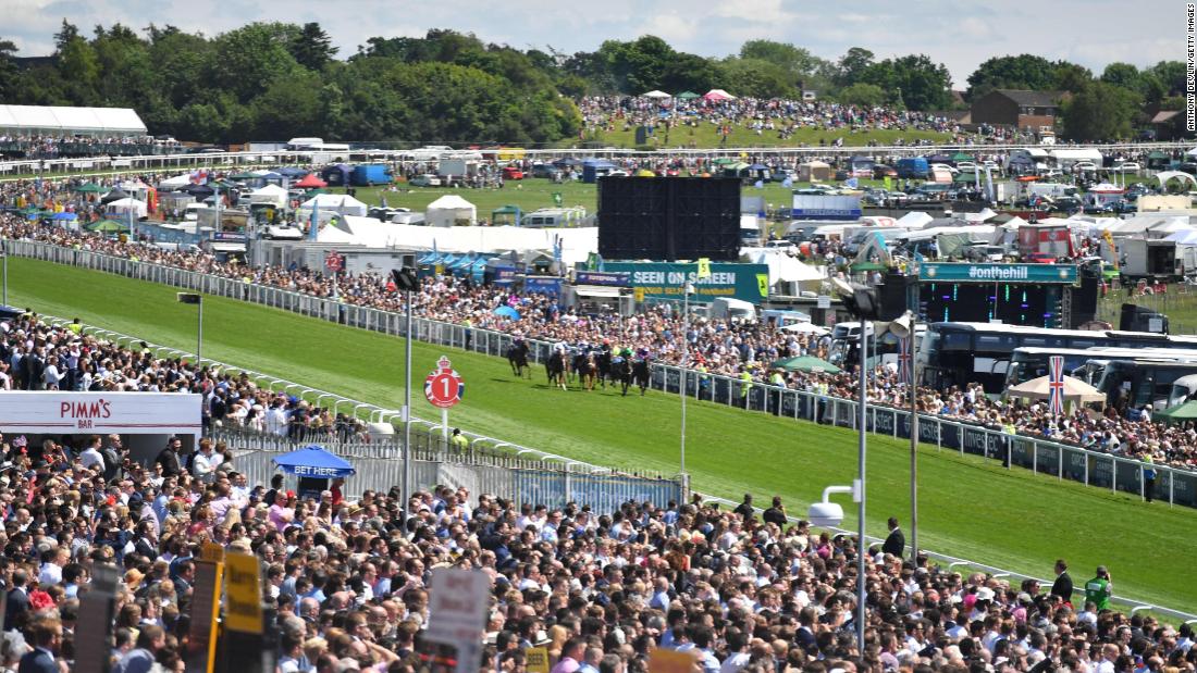 The Epsom racecourse for The Oaks and The Derby features a long climb out of the start, a sweeping left-hand turn around Tattenham Corner, a downhill straight and a stiff rise in the last few hundred yards.    