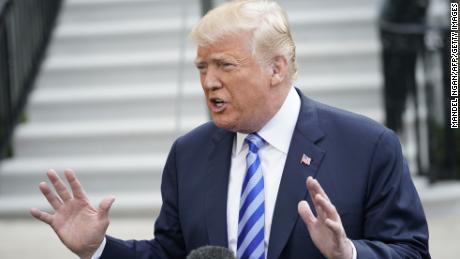 US President Donald Trump speaks to the press before making his way to board Marine One on the South Lawn of the White House on May 4, 2018 in Washington, DC, as he heads to Dallas, Texas to address the National Rifle Association Leadership Forum. (Photo by Mandel NGAN / AFP)        (Photo credit should read MANDEL NGAN/AFP/Getty Images)