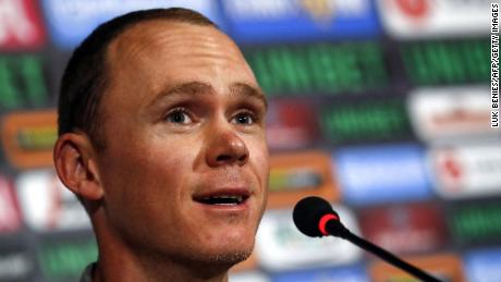 British cyclist Chris Froome, under investigation for an adverse doping test, meets the media in Israel. 