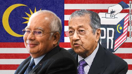 Incumbent Prime Minister Najib Razak, left, faces a challenge from former Prime Minister Mahathir Mohamad, right.