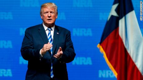 President Donald Trump applauds the audience after speaking at the National Rifle Association annual convention in Dallas, Friday, May 4, 2018. (AP Photo/Sue Ogrocki)