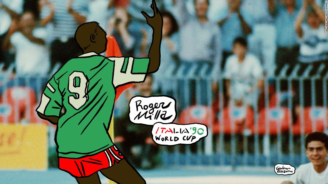 One of the greatest ever World Cup celebrations. Roger Milla turned on the style at the 1990 World Cup in Italy, which saw his Cameroon team reach the quarterfinals -- the furthest an Africa team has ever gone in the competition. 