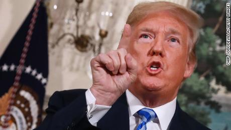 WASHINGTON, DC - MAY 08:  U.S. President Donald Trump announces his decision to withdraw the United States from the 2015 Iran nuclear deal in the Diplomatic Room at the White House May 8, 2018 in Washington, DC. After two and a half years of negotiations, Iran agreed in 2015 to end its nuclear program in exchange for Western countries, including the United States, lifting decades of economic sanctions. Since then international inspectors have not found any violations of the terms by Iran.  (Photo by Chip Somodevilla/Getty Images)