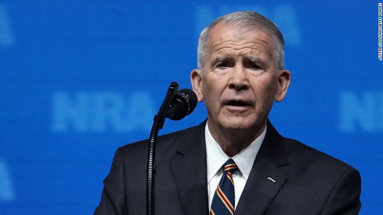 DALLAS, TX - MAY 04:  Lt. Colonel Oliver North speaks at the NRA-ILA Leadership Forum during the NRA Annual Meeting & Exhibits at the Kay Bailey Hutchison Convention Center on May 4, 2018 in Dallas, Texas.  The National Rifle Association's annual meeting and exhibit runs through Sunday.  (Photo by Justin Sullivan/Getty Images)