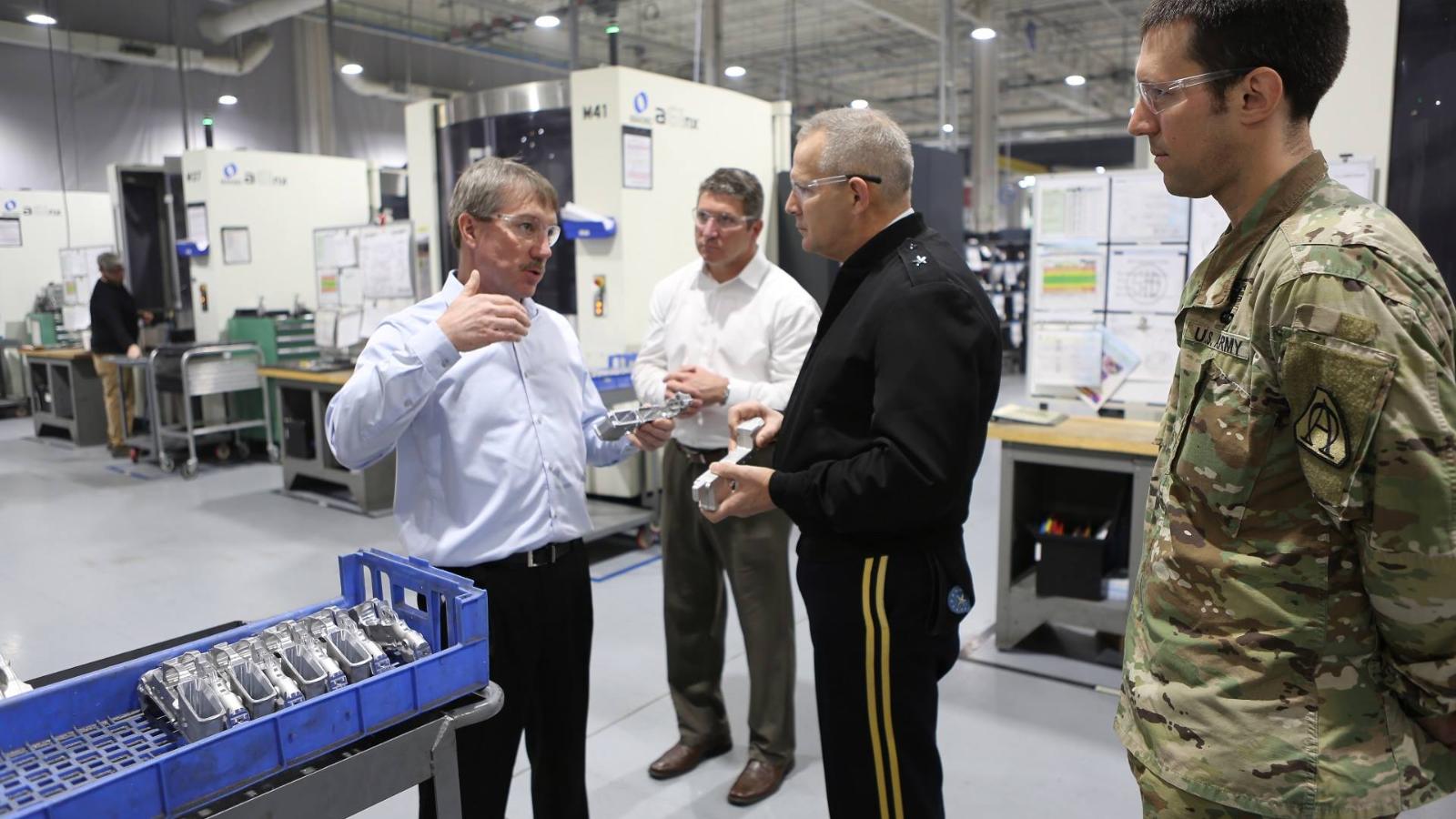 Brigadier General Tony Potts, who has overseen the US Army’s transition to its new XM17 pistol, toured Sig Sauer’s facility in Newington, New Hampshire, in February.