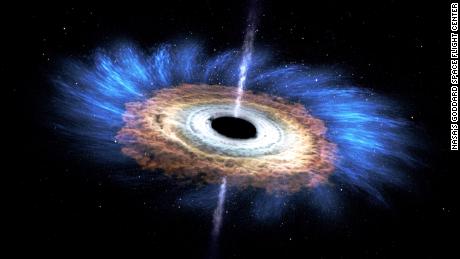 An artist's rendering of a black hole.