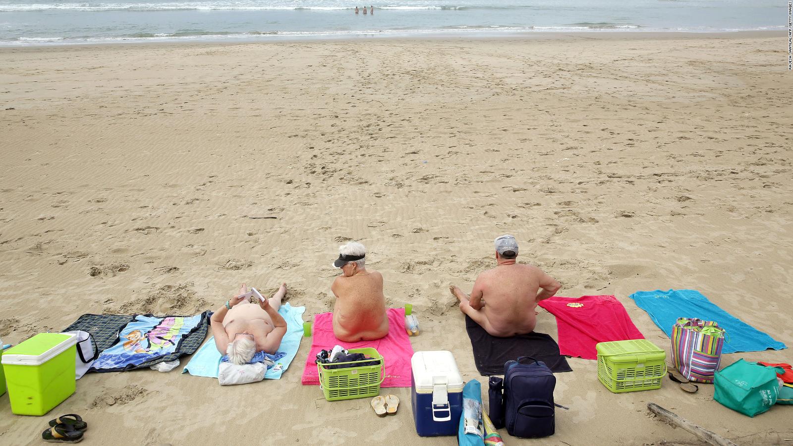 Nude Beach Sunbathing