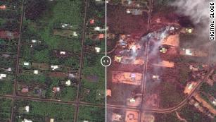 These satellite images show how lava has seared neighborhoods in Hawaii