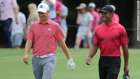 Jordan Spieth played with Tiger Woods in the final round of the Players Championship at Sawgrass.
