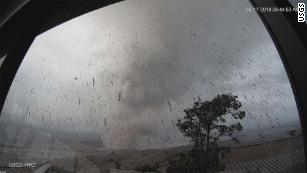 A webcam from an Hawaiian Volcano Observatory tower captures the plume rising into the sky. 