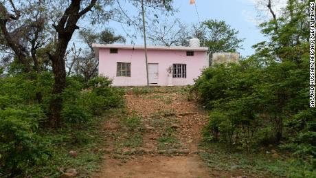 The path leading to the small nondescript Hindu temple, where it is alleged the eight-year-old girl was held captive for five days. 