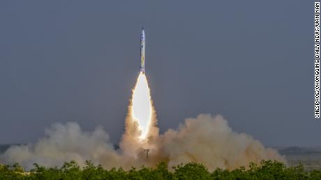 A rocket launch from China&#39;s Onespace - a private company. 