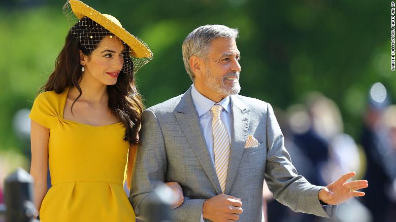 Amal and George Clooney arrive for the wedding.