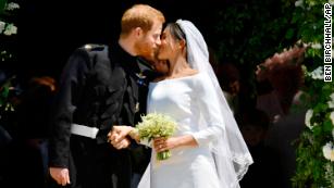 Harry and Meghan share first kiss as husband and wife