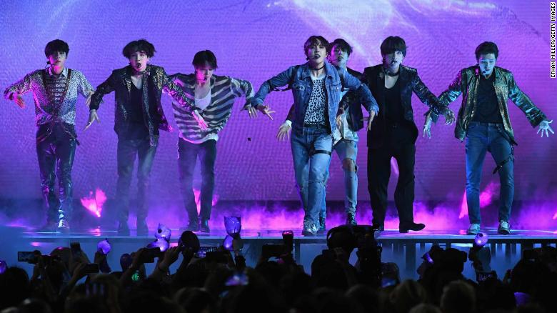 Korean boy band BTS performs onstage during the 2018 Billboard Music Awards at MGM Grand Garden Arena on Sunday.