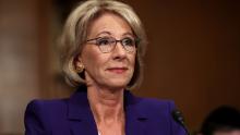 WASHINGTON, DC - JANUARY 17:  Betsy DeVos, President-elect Donald Trump's pick to be the next Secretary of Education, testifies during her confirmation hearing before the Senate Health, Education, Labor and Pensions Committee in the Dirksen Senate Office Building on Capitol Hill  January 17, 2017 in Washington, DC. DeVos is known for her advocacy of school choice and education voucher programs and is a long-time leader of the Republican Party in Michigan.  (Photo by Chip Somodevilla/Getty Images)