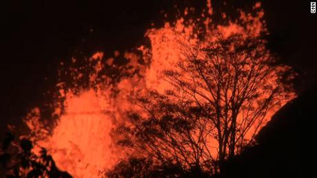 The lava erupts almost continuously, day and night.