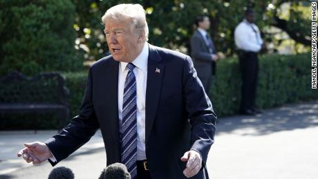 US President Donald Trump speaks to the press on his way to board Marine One from the South Lawn of the White House on May 25, 2018 in Washington, DC. - Trump is heading to Annapolis, Maryland to attend the  US Naval Academy graduation and commissioning ceremony. (Photo by Mandel NGAN / AFP)        (Photo credit should read MANDEL NGAN/AFP/Getty Images)